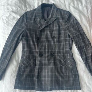 Plaid Double-Breasted Blazer